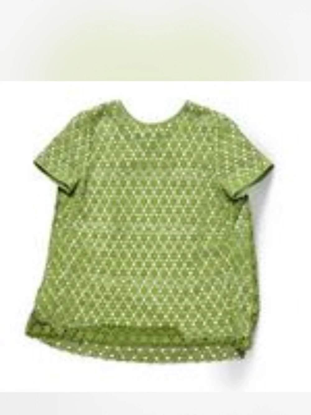 Tory Burch Lace Overlay Green Short Sleeve Blouse